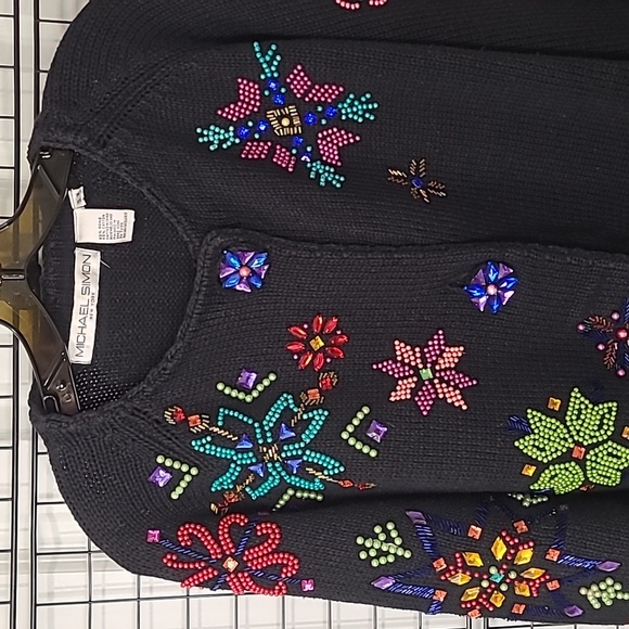 Vibrant Vintage Michael Simon Handcrafted Cardigan.